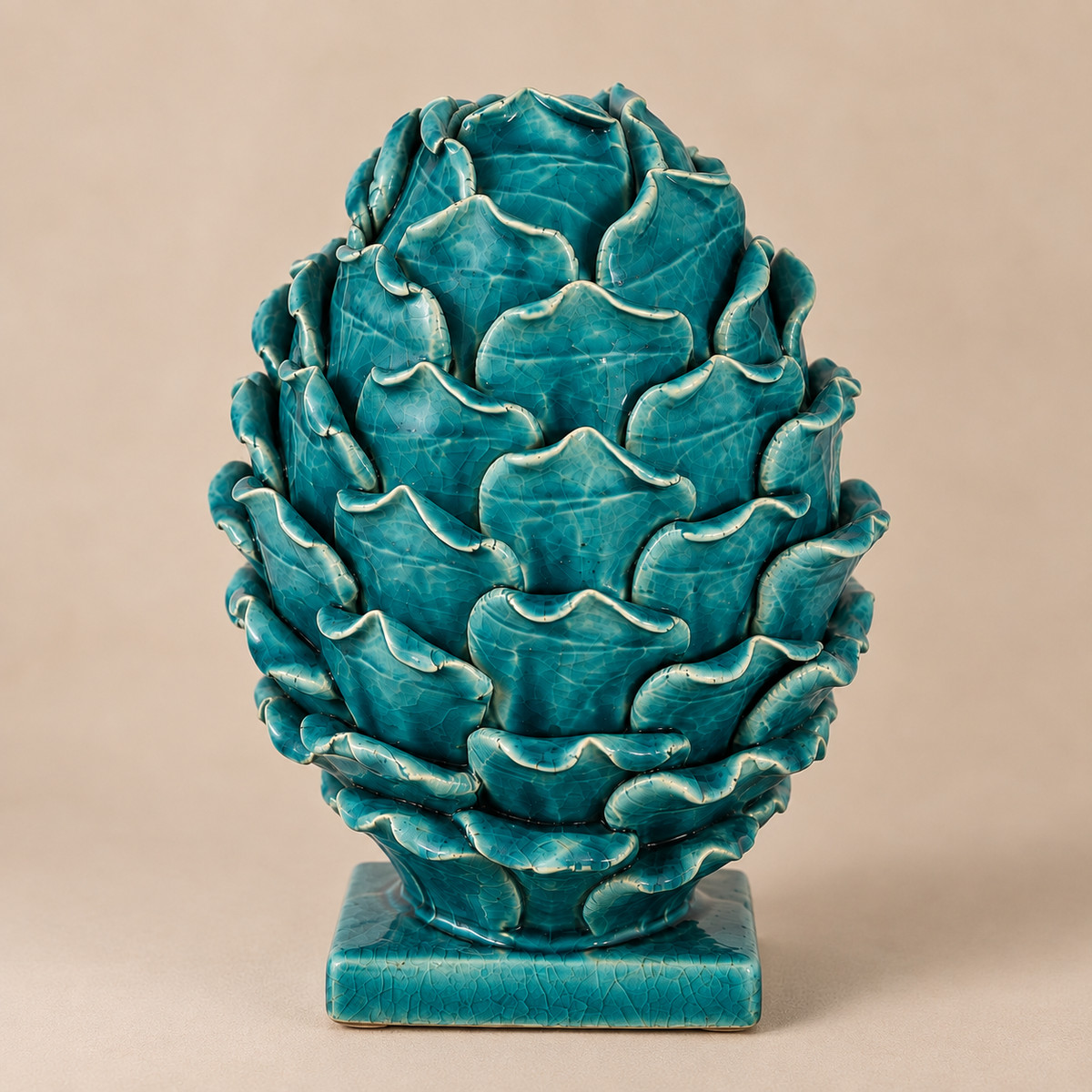 Turquoise Ceramic Artichoke Ornament